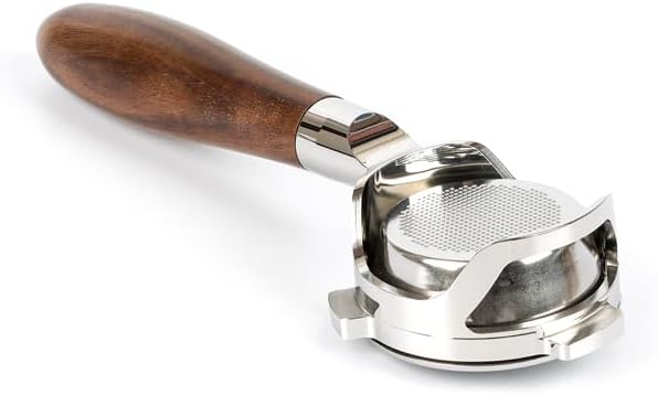 Bottomless Portafilter 54mm with Hollow-Carved for Breville Barista Series/Bambino Plus/Infuser - Walnut Handle