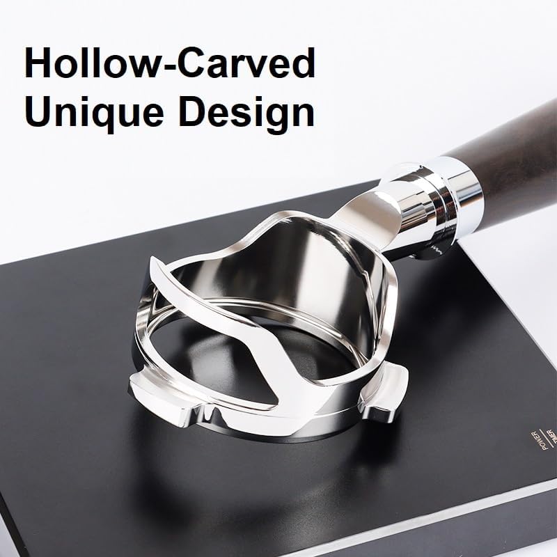 Bottomless Portafilter 54mm with Hollow-Carved for Breville Barista Series/Bambino Plus/Infuser - Walnut Handle