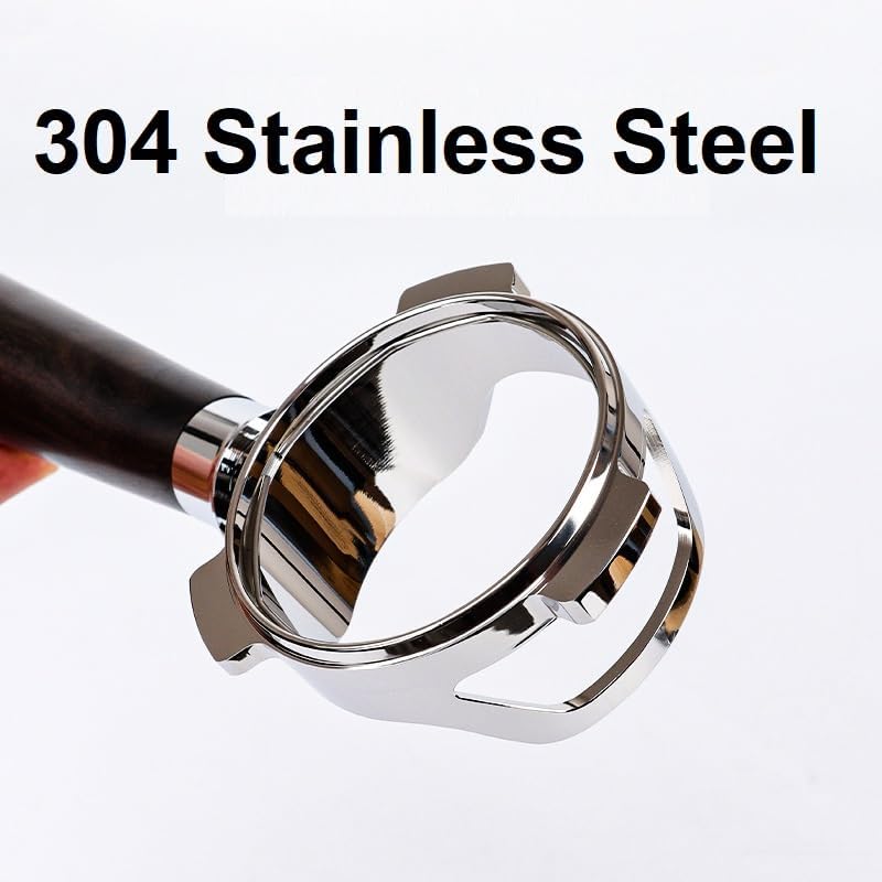 Bottomless Portafilter 54mm with Hollow-Carved for Breville Barista Series/Bambino Plus/Infuser - Walnut Handle