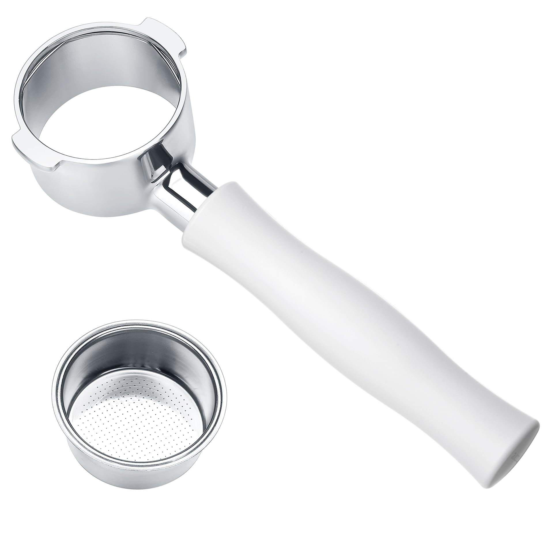 Normcore 54mm Bottomless Portafilter Fits Breville Sage Barista Express Machines, Barista-Grade Naked Espresso Tool, Included 18g Filter Basket, Anodized Aluminum Handle, White