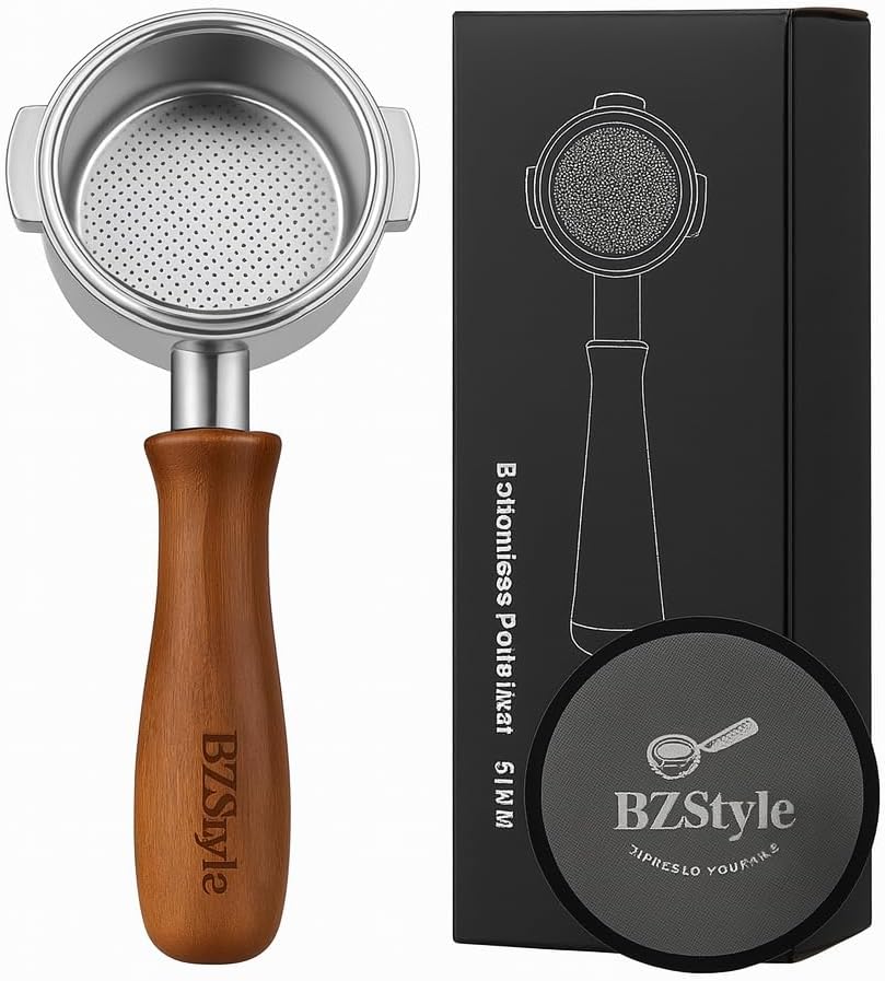 Premium 54mm Bottomless Portafilter Compatible with Breville Barista Series – Triple Filter Basket – Natural Wooden Handle – Espresso Extraction Enhancer for Professional Crema & Flow