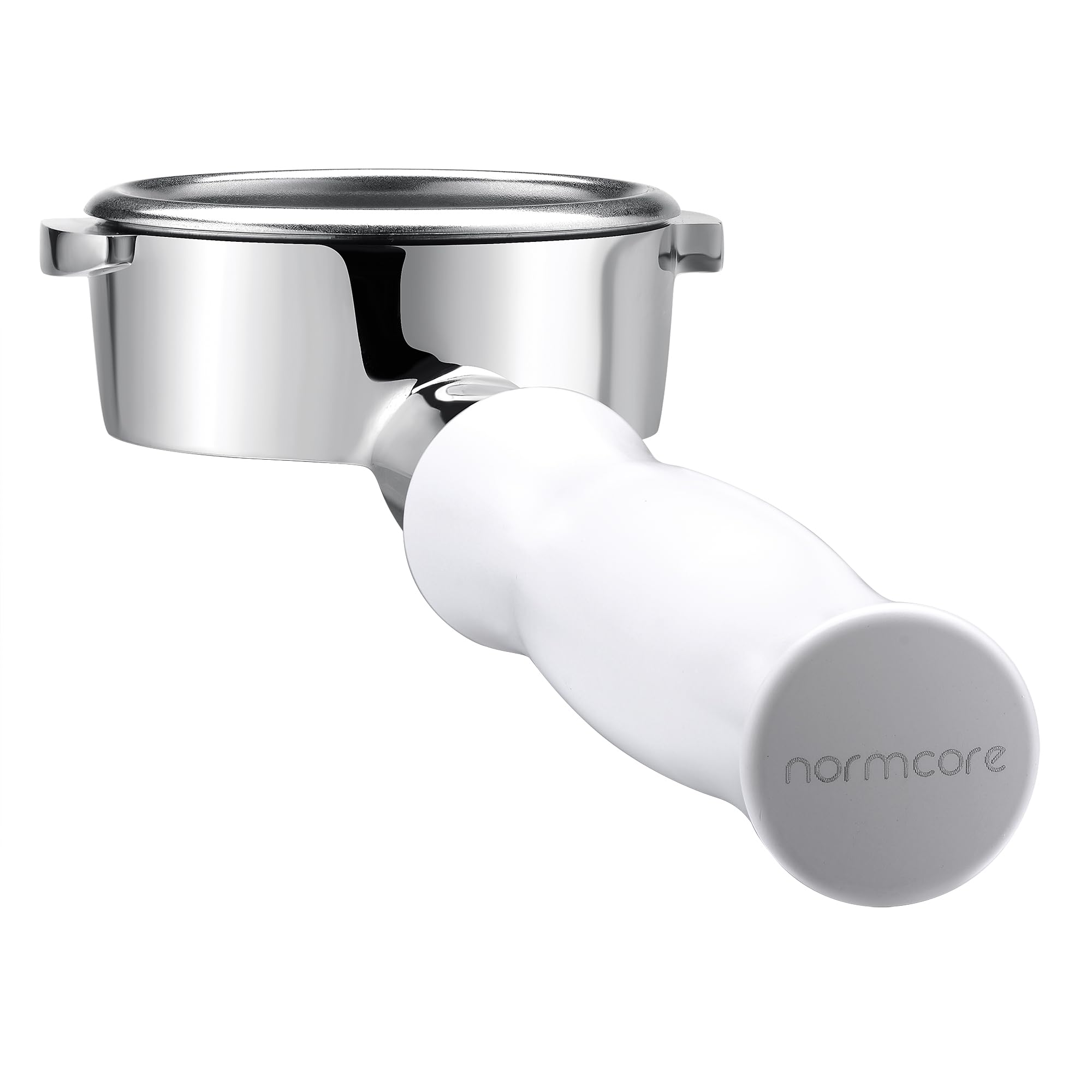 Normcore 54mm Bottomless Portafilter Fits Breville Sage Barista Express Machines, Barista-Grade Naked Espresso Tool, Included 18g Filter Basket, Anodized Aluminum Handle, White