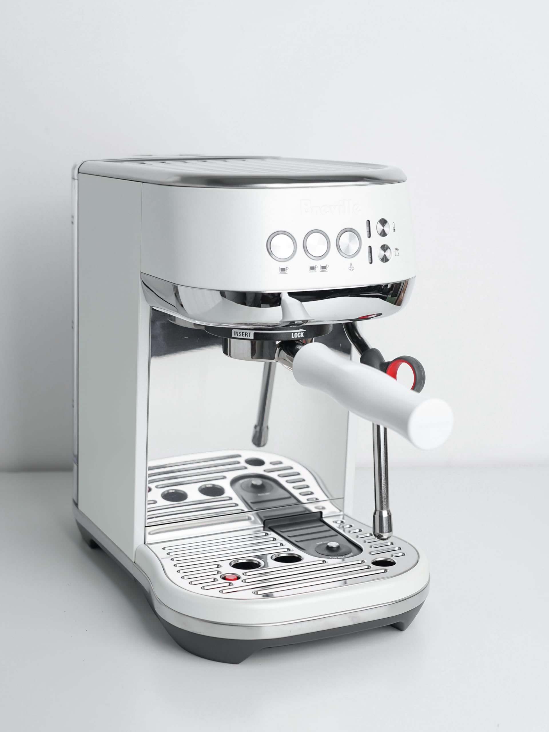 Normcore 54mm Bottomless Portafilter Fits Breville Sage Barista Express Machines, Barista-Grade Naked Espresso Tool, Included 18g Filter Basket, Anodized Aluminum Handle, White