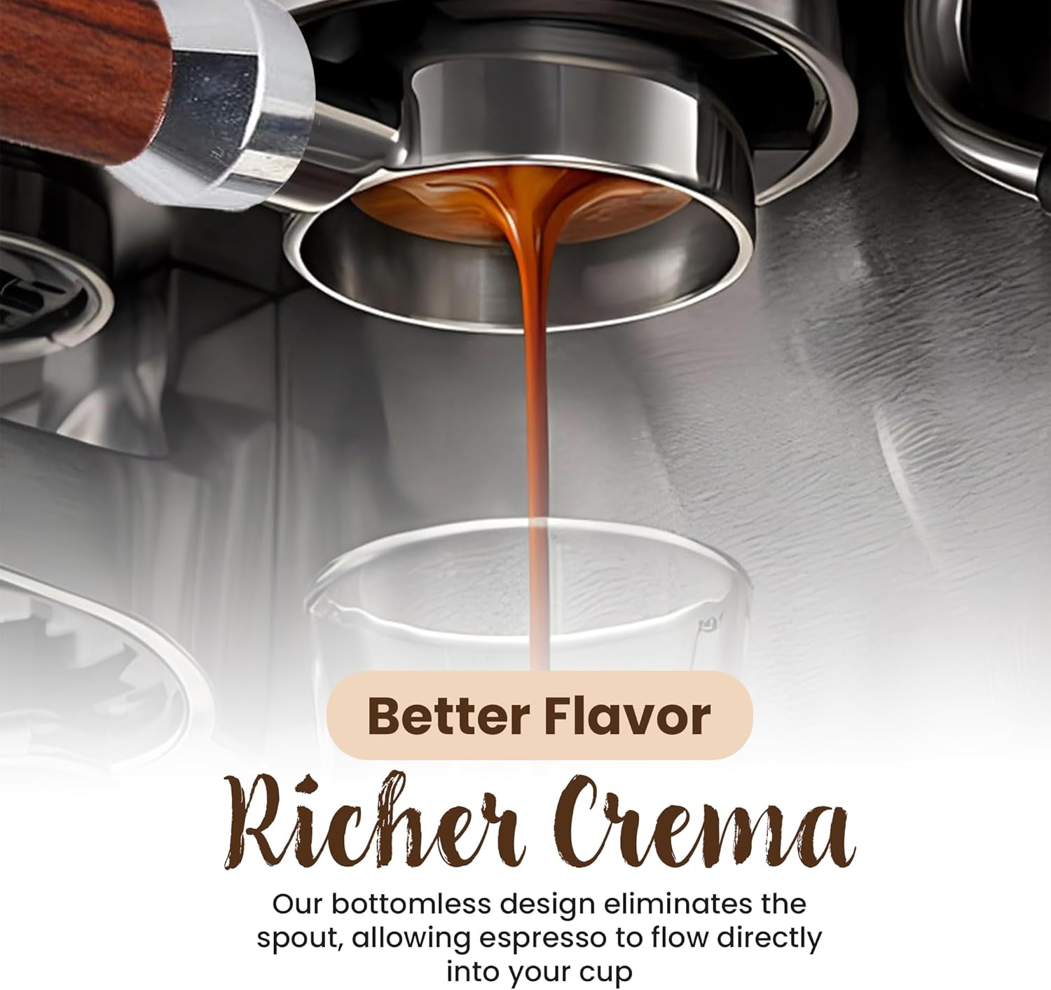 54mm Bottomless Portafilter Compatible with Barista, Bambino, Duo-Temp, Infuser Espresso Machines with 18g Filter Basket, 304 Stainless Steel 3-Ear Head with Rosewood Handle, Espresso Accessories