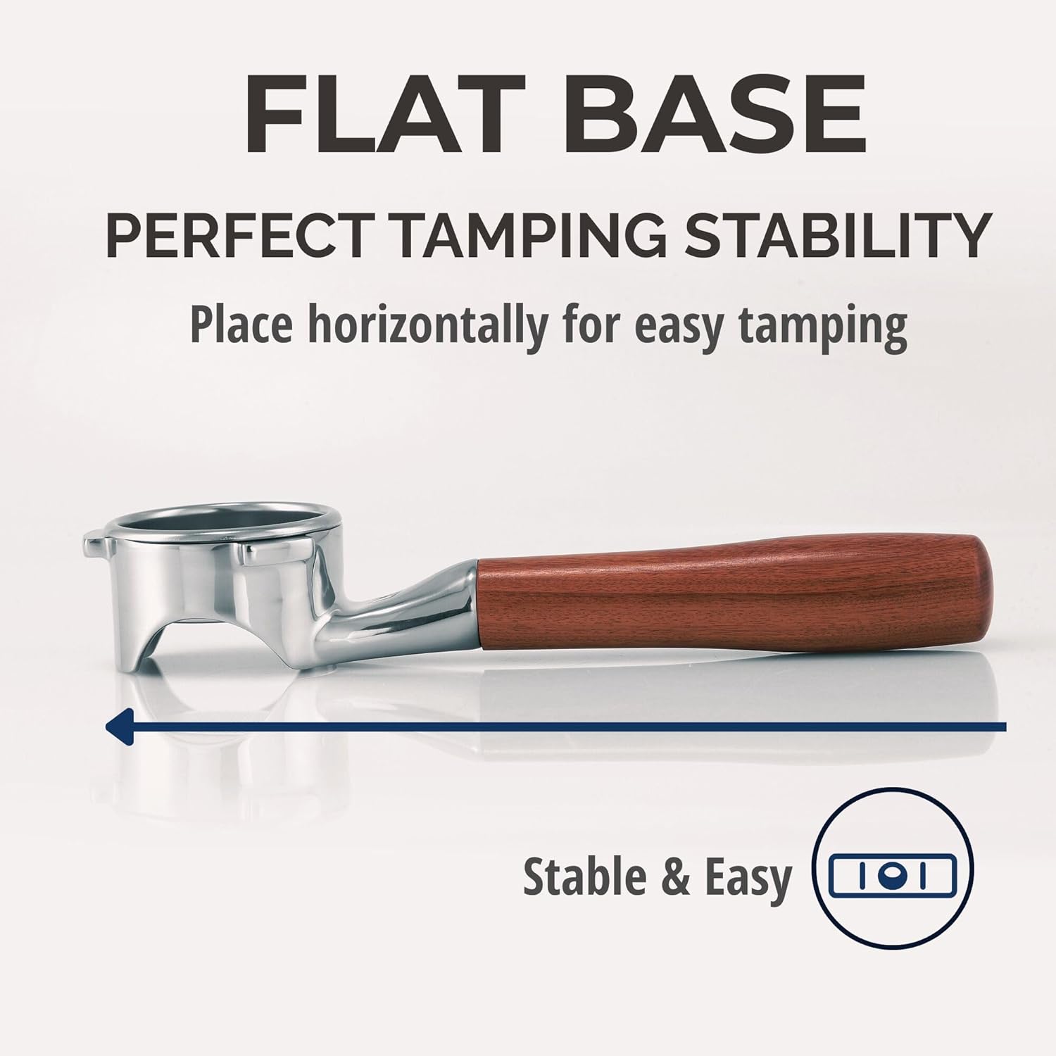 54mm Bottomless Portafilter Flat for Breville/Sage – Fits Barista Express, Pro, Touch, Bambino & Bambino Plus, Infuser – Rosewood Handle – Includes 18–21g Filter Basket & Puck Screen