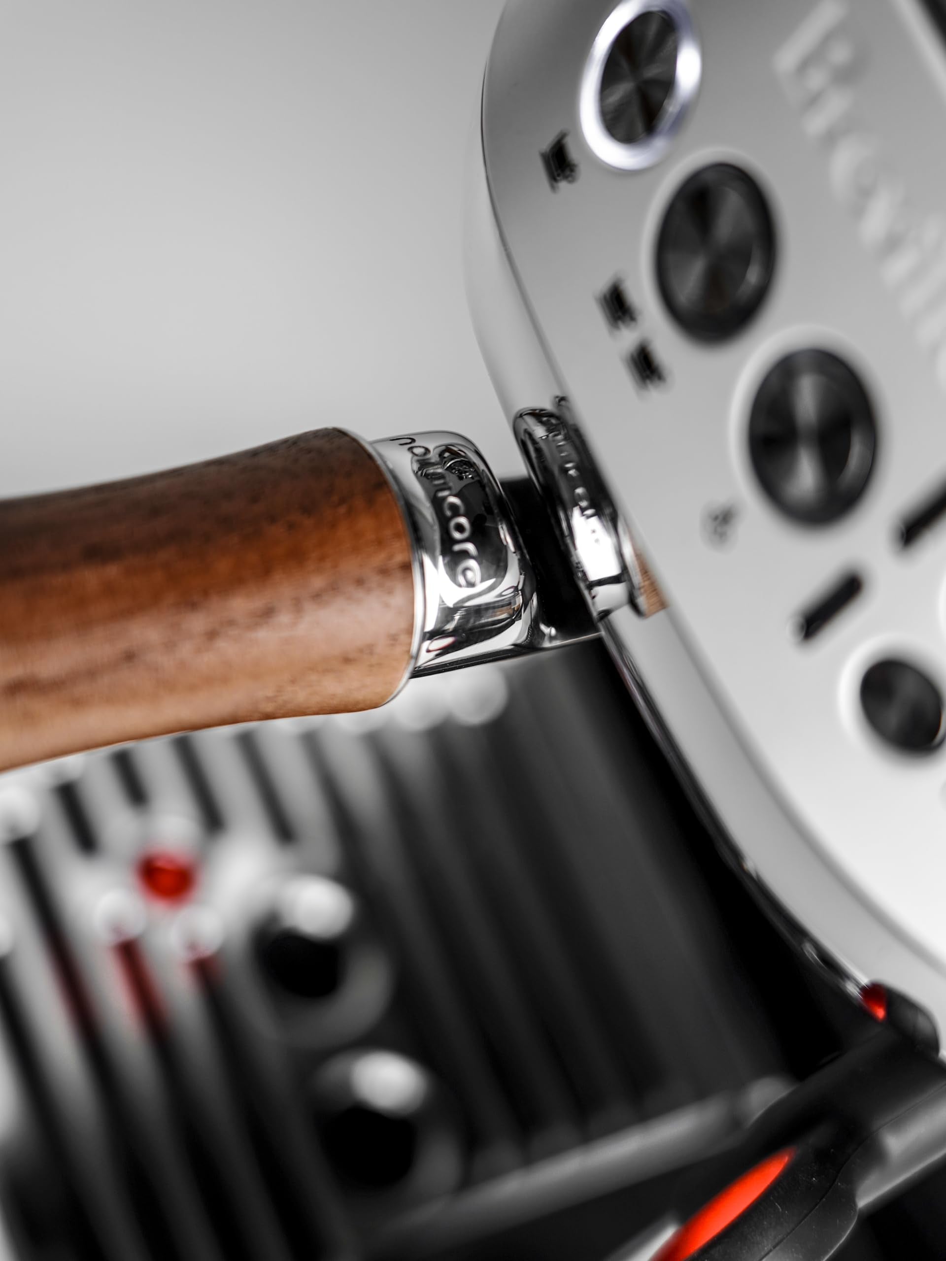 Normcore 54mm Slim Naked Portafilter with 18g Precision High Extraction Basket, Genuine American Walnut Handle Fits 54mm Breville Sage Barista Machines