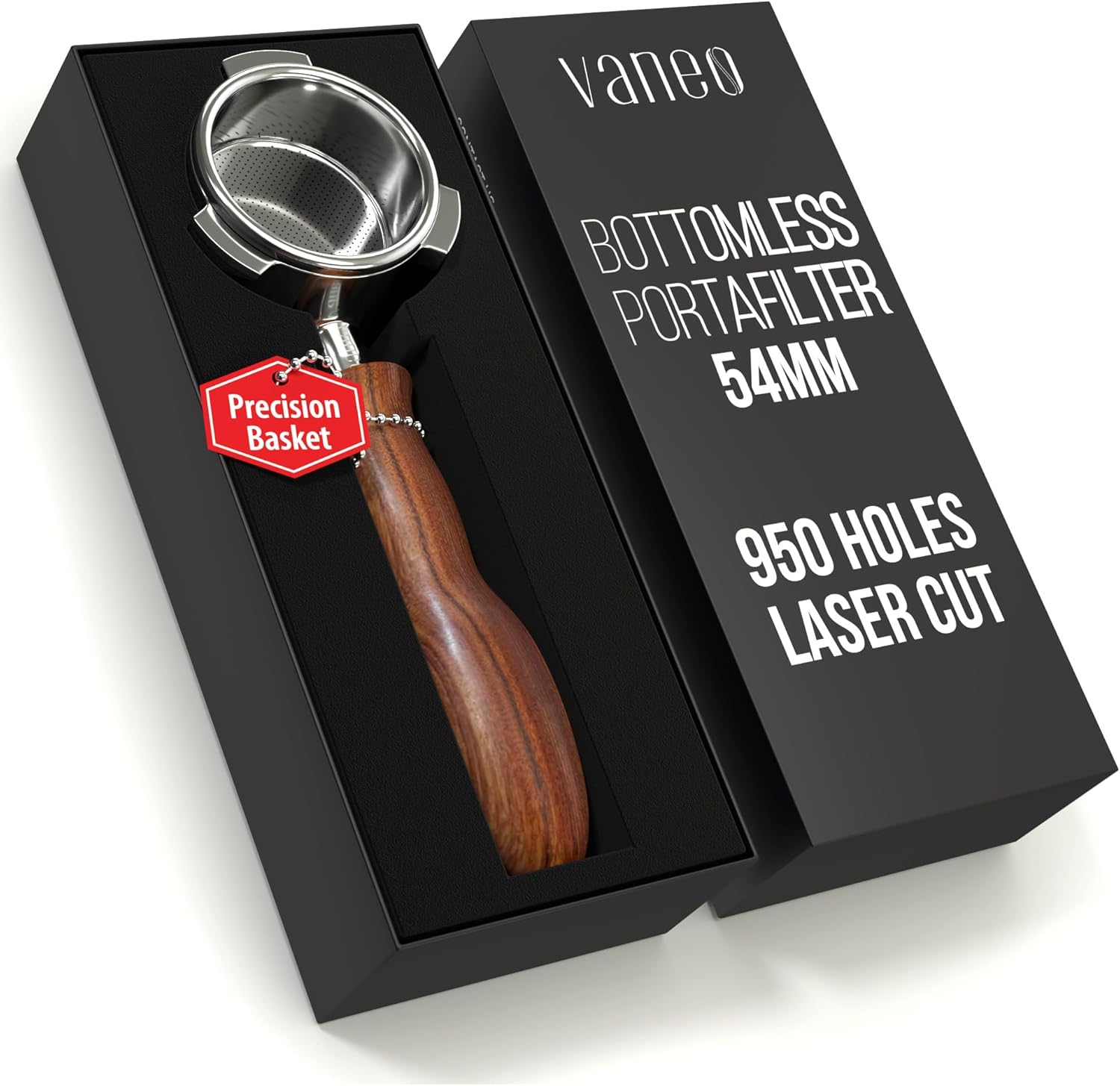 54mm Bottomless Portafilter 18-21g Precision Basket with 950 Laser-Cut Holes for High Extraction Compatible for Breville Barista Express, Pro, Touch, Impress, Bambino, Bambino Plus and Infuser