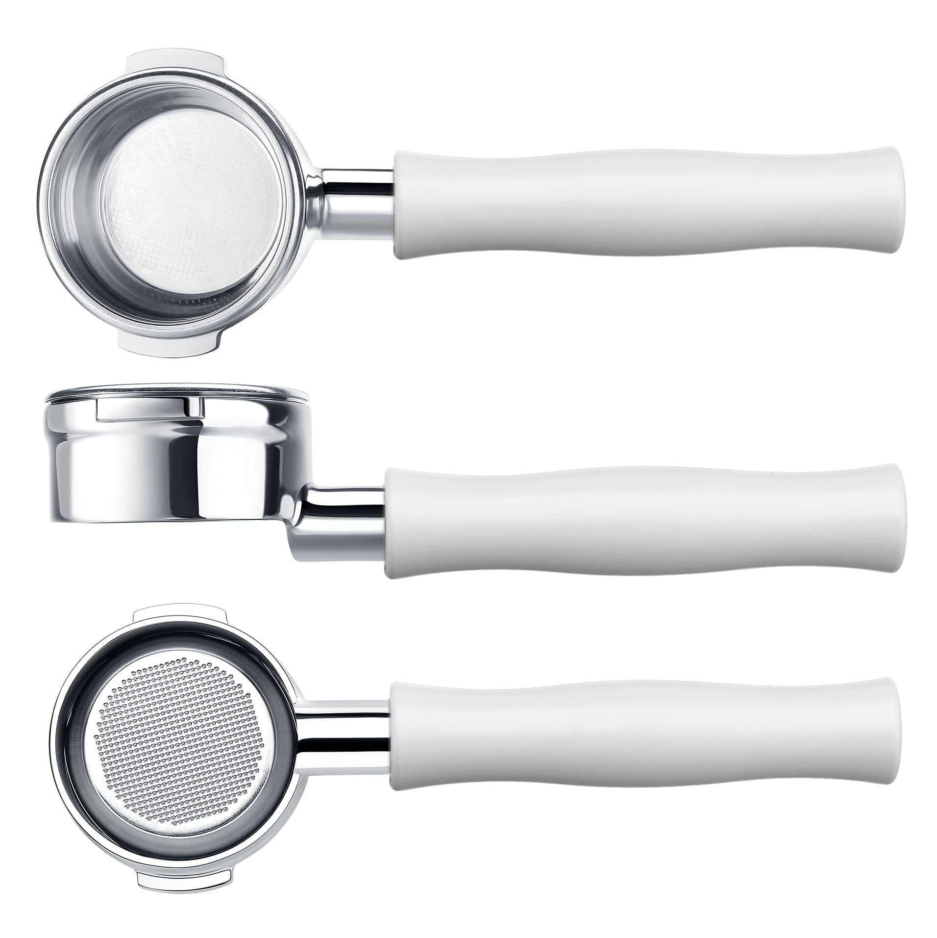 Normcore 54mm Bottomless Portafilter Fits Breville Sage Barista Express Machines, Barista-Grade Naked Espresso Tool, Included 18g Filter Basket, Anodized Aluminum Handle, White