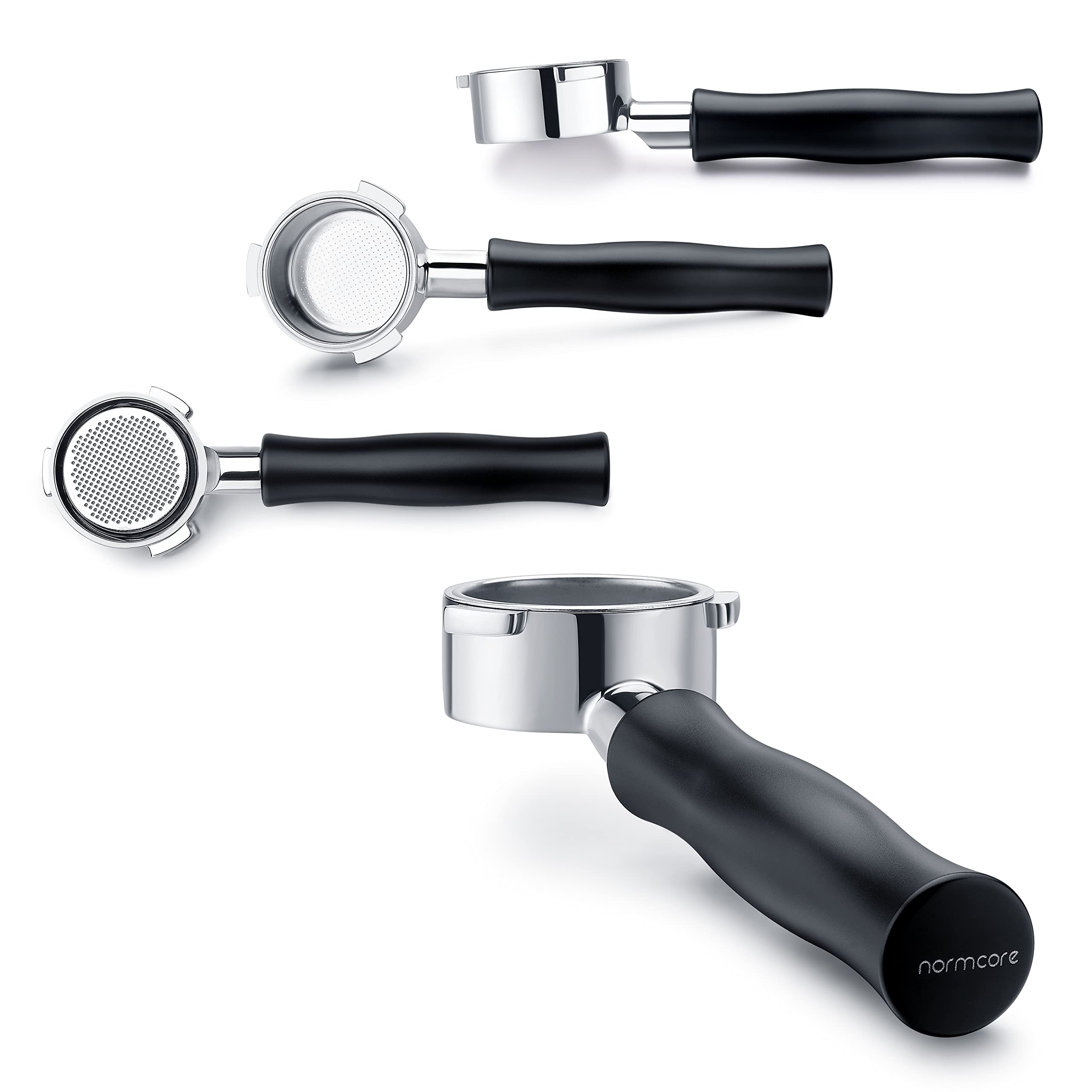 Normcore 54mm Bottomless Portafilter Fits Breville Sage Barista Express Machines, Barista-Grade Naked Espresso Tool, Included 18g Filter Basket, Anodized Aluminum Handle, White